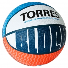 Мяч баскетбольный TORRES Block цв.белый синий красный р.7