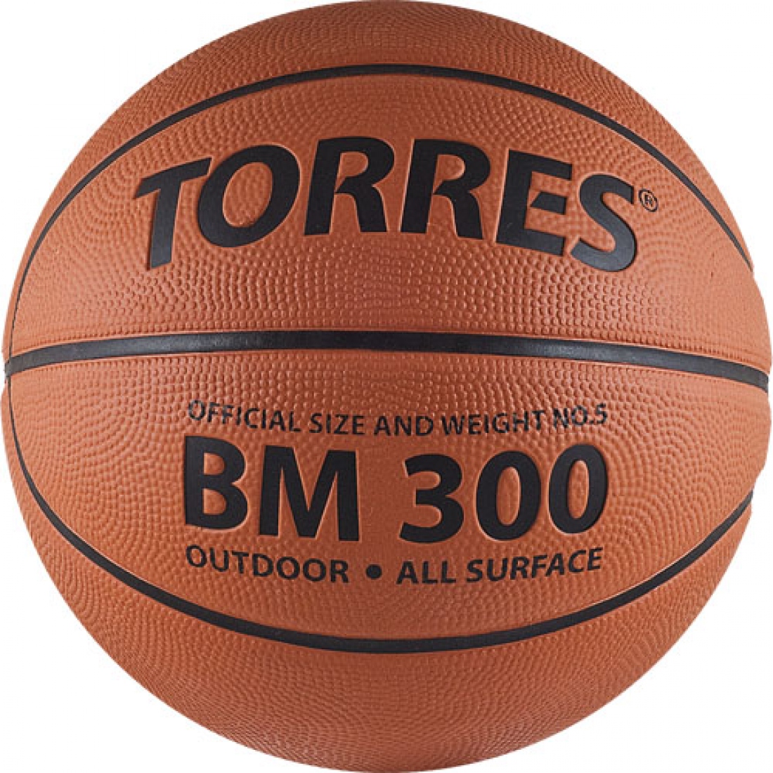 Мяч баскетбольный TORRES BM300 цвет темнооранжевый, черный размер 5