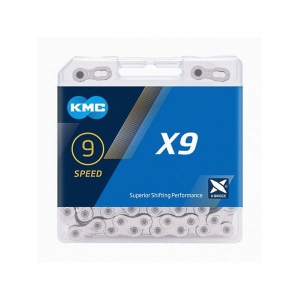 Цепь KMC - X9, размер 1/2" x 11/128", 114 звеньев, цвет серебряная