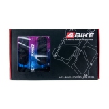 Педали 4BIKE K306BLU, цвет oil slick синий, размер 120х100х18 мм, 2 промподшипника + втулка скольжения, Cr-