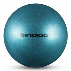 Мяч для художественной гимнастики INDIGO, диаметр 15см, вес 300гр, металлик голубой с блестками