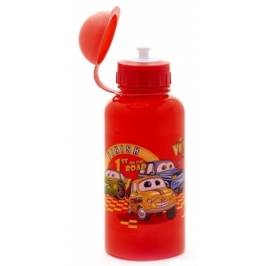 Фляга детская с защитой от пыли с рисунком "Машинки" цв.красный 350мл