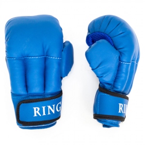Перчатки для рукопашного боя Ring искусственная кожа, специальная набивка, 12 унций, цвет синий, производство Россия