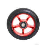 Колесо для трюкового самоката, диаметр 100мм, обод алюминиевый, анодированный с подшипником ABEC-9, цвет красный