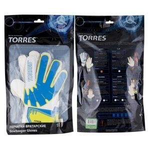 Перчатки вратарские футбольные детские Torres белый-голубой-желтый размер 5