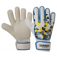 Перчатки вратарские футбольные детские Torres белый-голубой-желтый размер 6