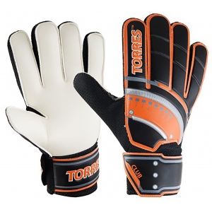 Перчатки вратарские футбольные Torres Club черный-оранжевый размер 10