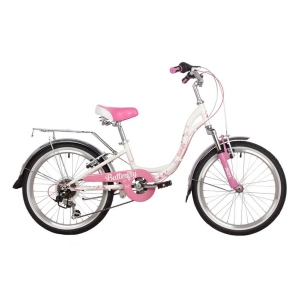 Велосипед Novatrack BUTTERFLY, 20", цвет белый, розовый
