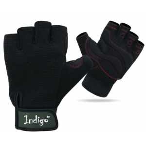 Перчатки для фитнеса Indigo замша+неопрен черный р.M