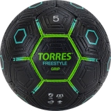 Мяч футбольный TORRES Freestyle Grip, 32 панели, цвет черный, зеленый, размер 5
