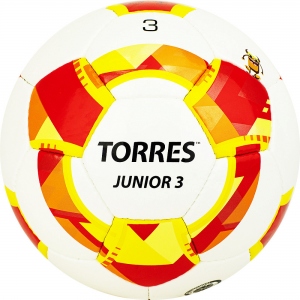 Мяч футбольный TORRES Junior-3 цвет белый, красный, желтый размер 3