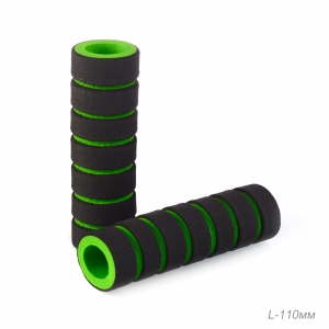 Грипсы, длина 118 мм, пена, цвет черный зеленый