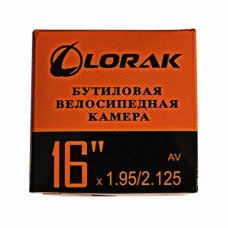 Камера велосипедная Lorak, диаметр 16, ширина 1,95/2,125, ниппель A/V 32 мм