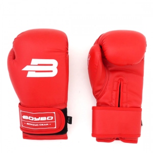 Перчатки боксерские BoyBo Basic искусственная кожа 4 OZ цвет красный