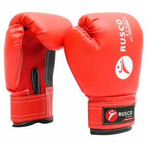 Перчатки боксерские детские Rusco Sport кожзам, цвет красный 4 Oz