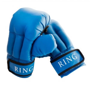 Перчатки для рукопашного боя Ring, искусственная кожа, специальная набивка, 10 унций, цвет синий, производство Россия