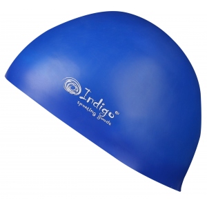 Шапочка для плавания силикон Indigo стартовая 3D форма цвет синий