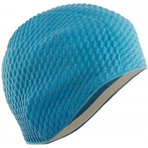 Шапочка для плавания силикон рифленная, Indigo SC700, для длинных волос, цвет голубой