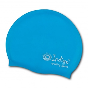 Шапочка для плавания силиконовая INDIGO SC100, однотонная, цвет голубой