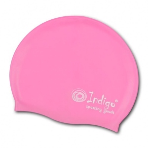 Шапочка для плавания силиконовая INDIGO SC100 однотонная цв. розовый