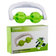 Массажер роликовый TORRES , в форме скобы, 2 массажных элемента из пласт., зелено-белый