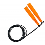Скакалка Кроссфит высокооборотная стальной шнур в оплетке Pro Supra 2,9 м, черный-оранжевый