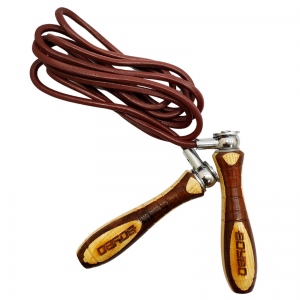 Скакалка BoyBo шнур-кожа деревянные ручки утяжелённые (460гр)
