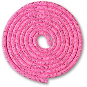Скакалка гимнастическая утяжеленная с люрексом, цвет розовый, длина 3м, вес 180 г. 