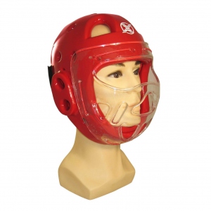 Шлем боксерский с маской Fight Expert, цвет красный, размер S