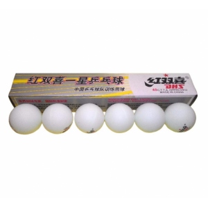 Мячи настольный теннис DHS, 1*,  белые, бесшовные, в упаковке 6 штук