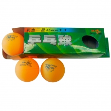 Мячи настольный теннис Double Fish, 2*, 3 штуки в упаковке, цвет желтый