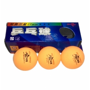 Мячи настольный теннис Double Fish; 3*; бесшовные цвет желтый; 3 штуки в упаковке