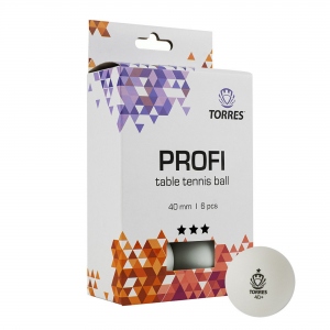 Мячи настольный теннис Torres Profi 3* цвет белый 40мм 6шт в упаковке