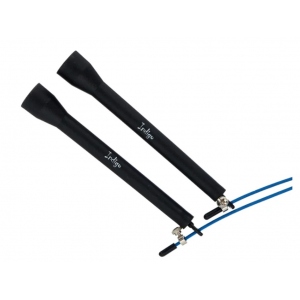 Скакалка высокооборотная Кроссфит INDIGO стальной шнур в оплетке 2,7м синий -чёрный