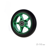 Колесо для трюкового самоката, диаметр 110 мм, обод алюминиевый анодированный с подшипником ABEC-9, цвет зеленый код668270