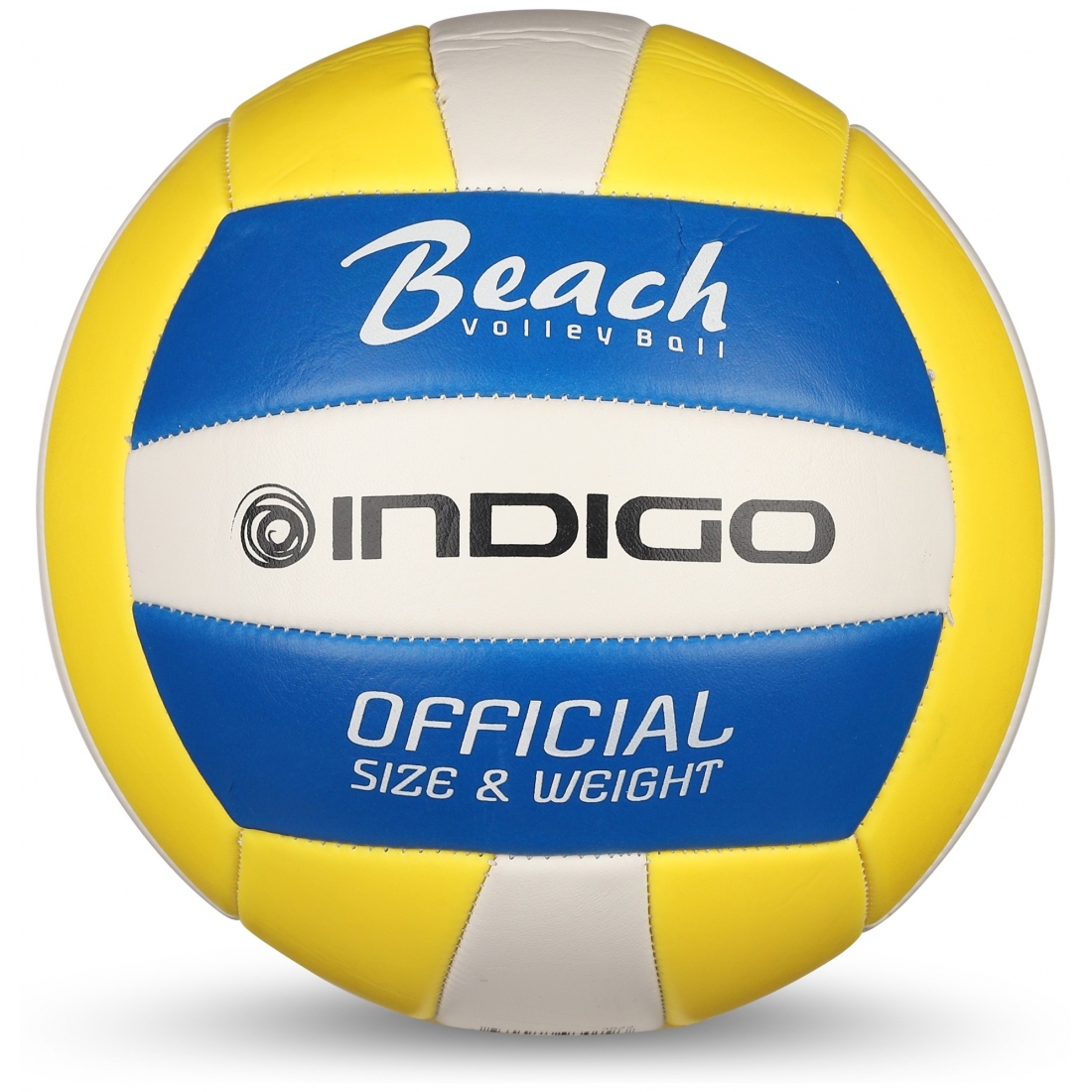 Мяч волейбольный Indigo ATTACK любительский, шитый, цвет белый, синий, желтый