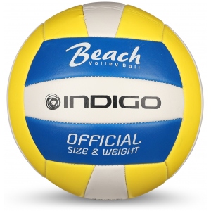 Мяч волейбольный Indigo ATTACK любительский, шитый, цвет белый, синий, желтый
