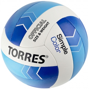 Мяч волейбольный TORRES Simple Color цвет белый, голубой, синий, размер 5