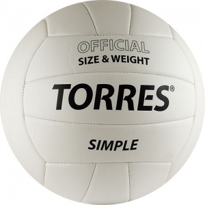Мяч волейбольный TORRES Simple цвет белый, черный, размер 5