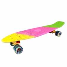 Скейтборд пластиковый Tricolor 27 pink/yellow 1/4