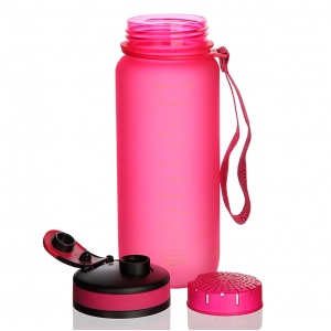 Бутылка для воды с сеточкой и мерной шкалой UZSPACE тритан 650мл розовый