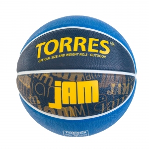 Мяч баскетбольный TORRES Jam, цвет синий, желтый, голубой, черный, размер 3