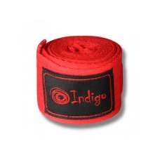 Бинты боксерские Indigo, длина 2,5 м, материал х/б, эластан, цвет красный 