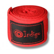 Бинты боксерские Indigo, длина 3,5 м, материал х/б, эластан, цвет красный 