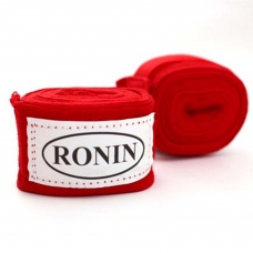 Бинты боксерские Ronin, длина 350 см, ширина 5см, материал хлопок, цвет красный, в комплекте 2 штуки