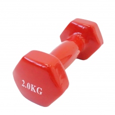 Гантель обливная (винил+металл) 2 кг цвет красный