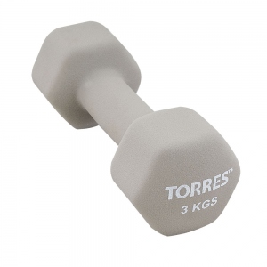 Гантель  TORRES 3 кг.металл в неопреновой оболочке, серый