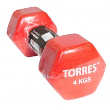 Гантель  TORRES 4 кг.металл в неопреновой оболочке, красный
