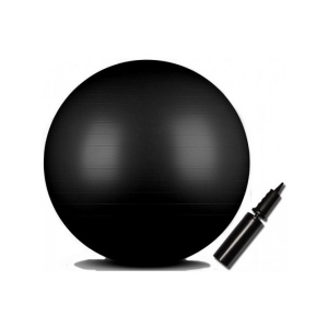 Мяч гимнастический INDIGO Anti-burst с насосом 65см, чёрный