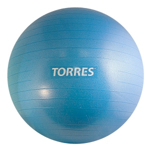 Мяч гимнастический Torres повышенной прочности 65см, с насосом, голубой
